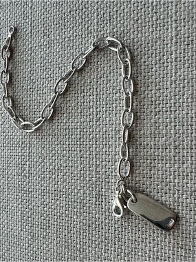 925 Sterling Silver Chain Link Bracelet with Tag Charm